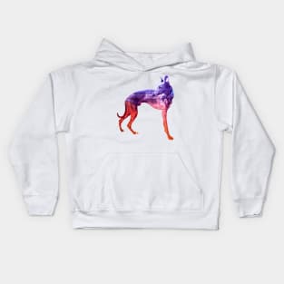 Purple & Red Waves Whippet Kids Hoodie